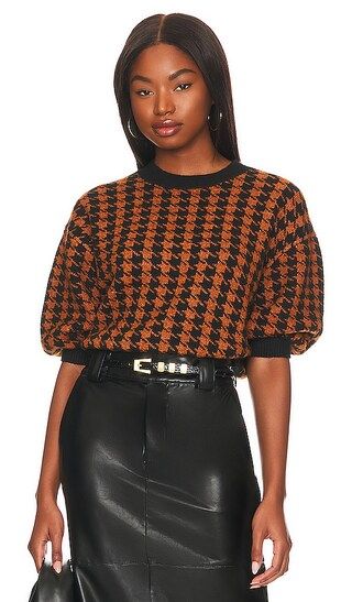 Colette Sweater Top in Brown & Black Houndstooth | Revolve Clothing (Global)