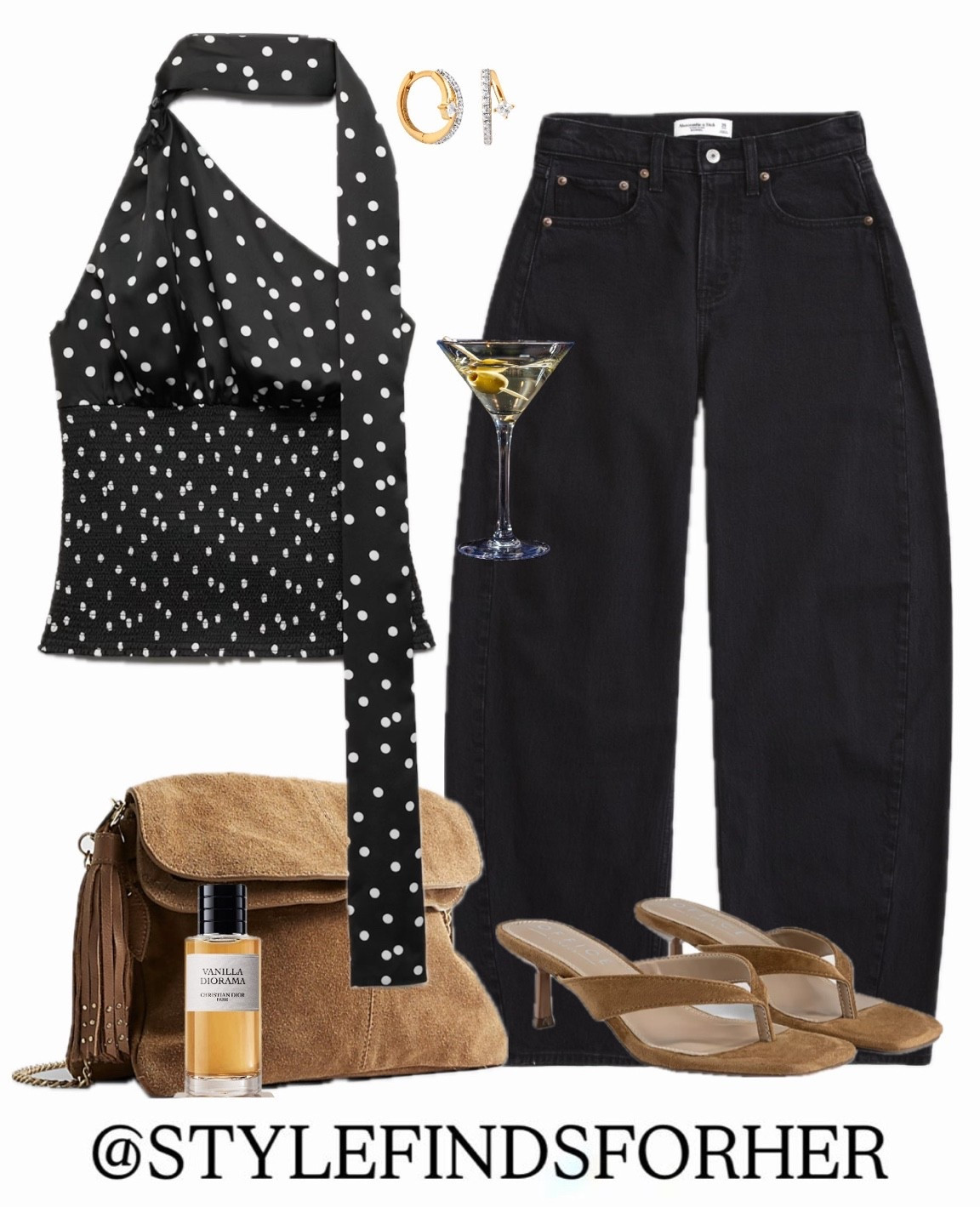 Jeans and a nice polka dot top 👌🏼 Drinks with the girls? Outfit sorted ✔️ Black barrel jeans, polkadot halter top, suede kitten heels and a matching tan clutch bag.

#LTKMidsize #LTKootd #LTKgrwm