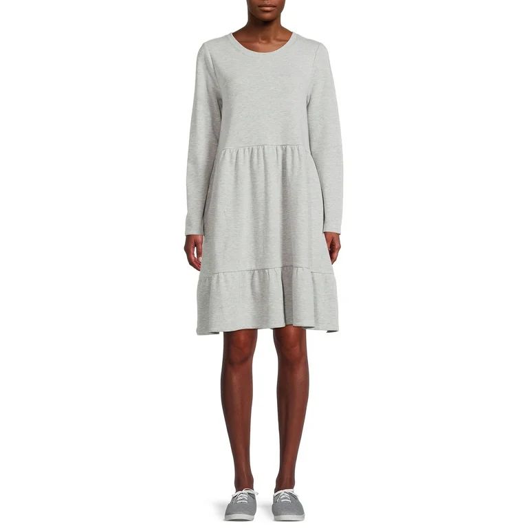 Time and Tru Women's Tiered Sweatshirt Dress | Walmart (US)