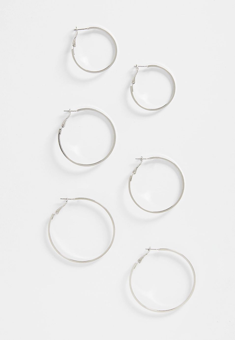 3 Pack Silver Hoop Earring Set | Maurices