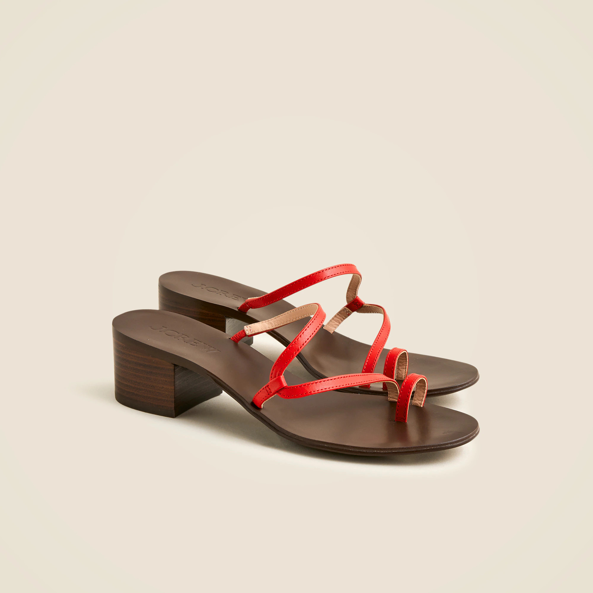 Toe-ring block-heel sandals in leather | J. Crew US