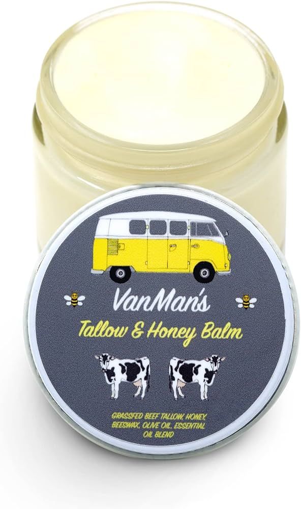Vanman's Tallow and Honey Balm (2 oz) - Grass Fed Beef Tallow & Honey Balm w/Vitamins A, K, D, E,... | Amazon (US)