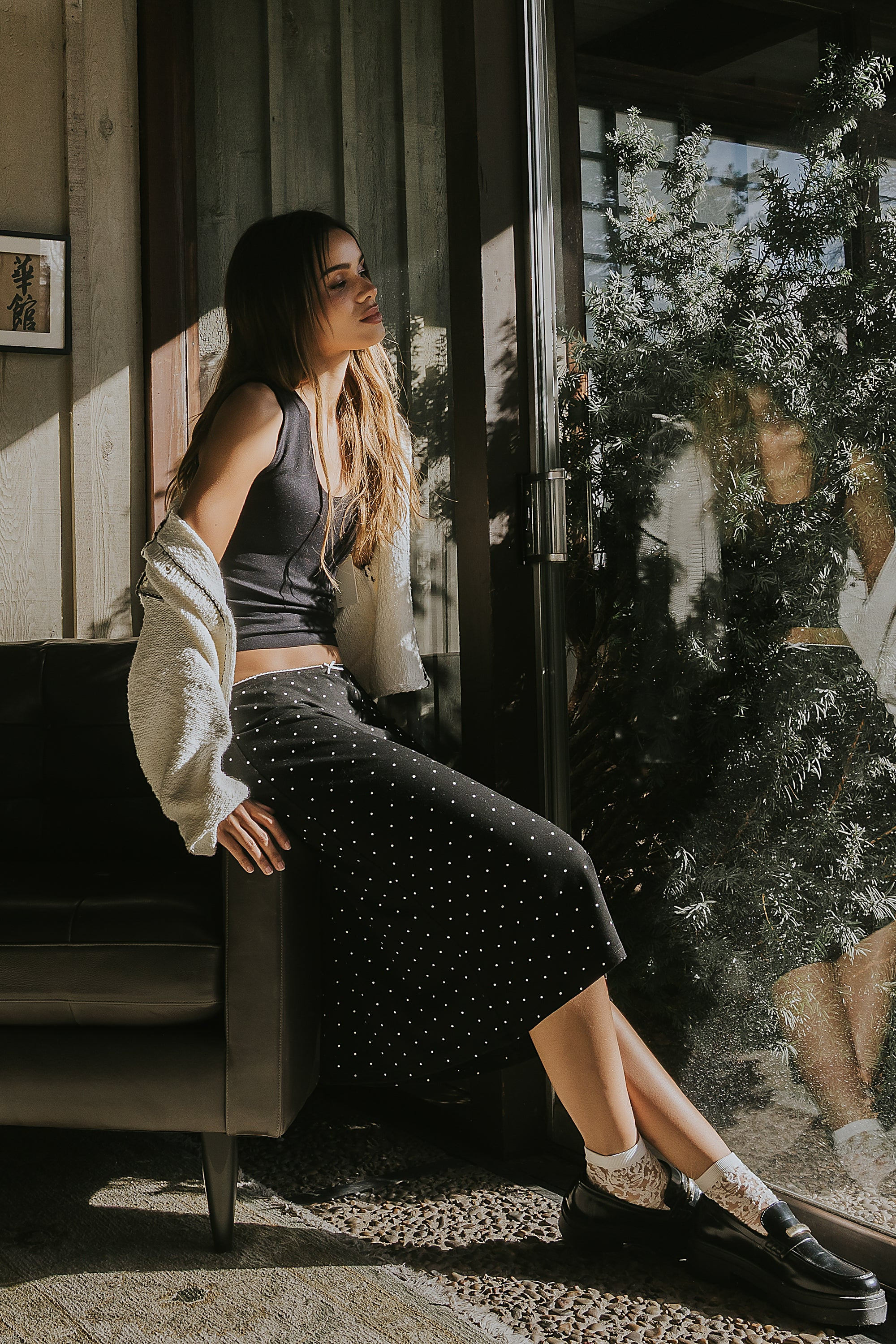 Jordyn Polka Dot Skirt in Black | Böhme US
