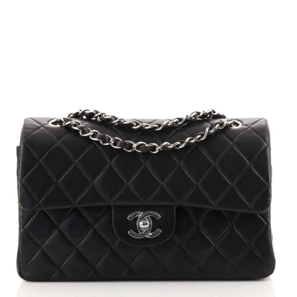 Chanel Vintage Classic Double Flap Bag Quilted Lambskin Small Black 11803768 | Rebag