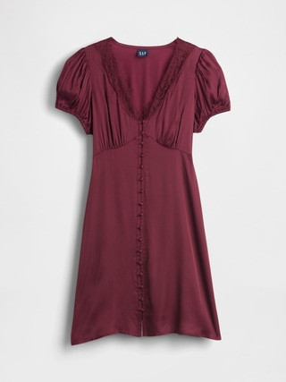 Satin Lace-Trim V-Neck Mini Dress | Gap (US)