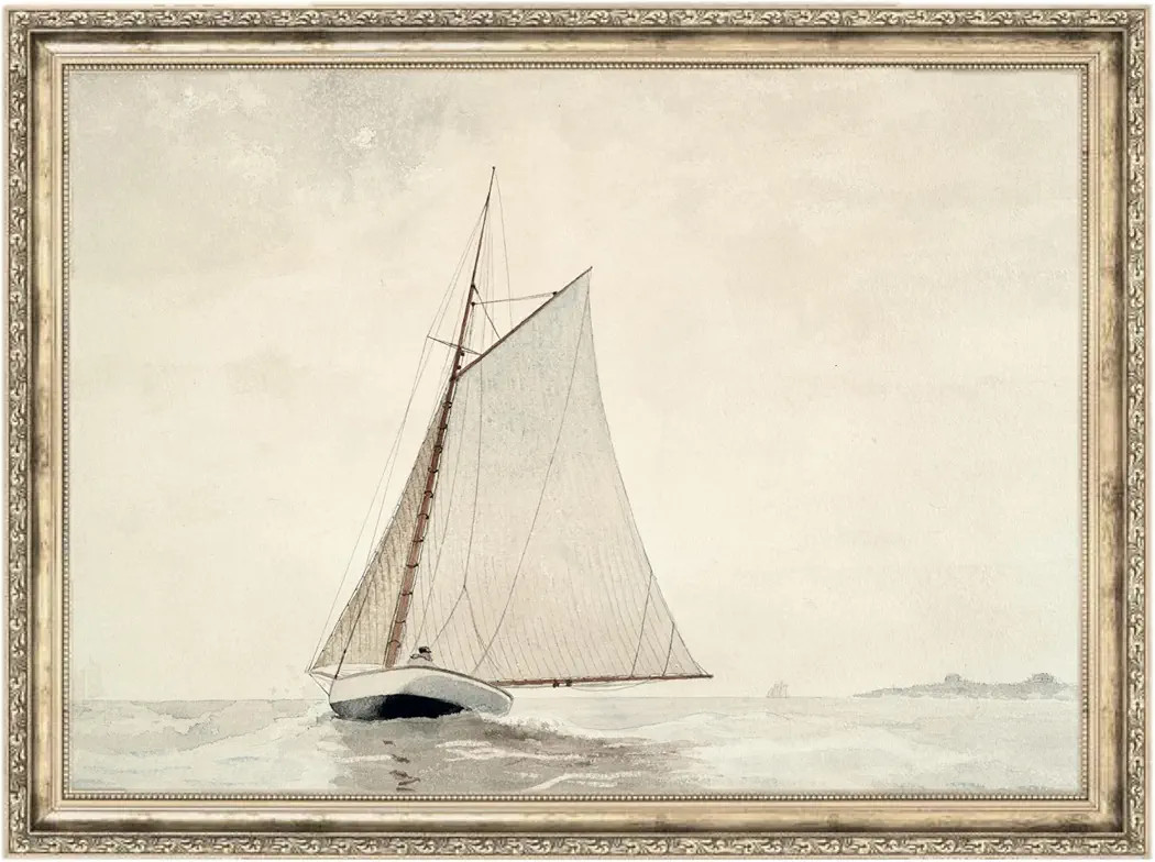 Vintage Antique Sailboat Wall Art, Antique Sailboat, Vintage Boat, Ocean Painting, Neutral Decor,... | Amazon (US)