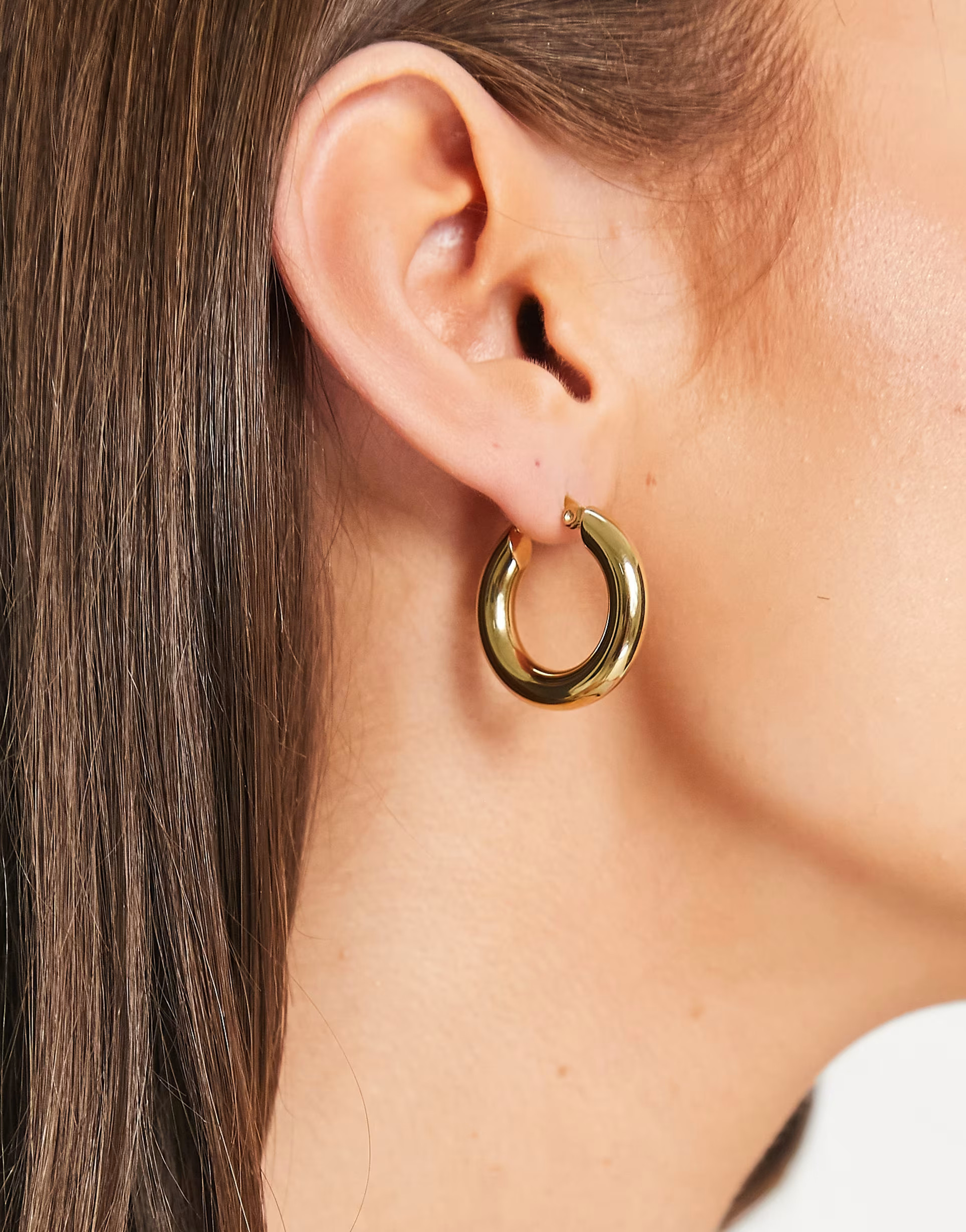 Hey Harper Phi Phi waterproof stainless steel chunky hoop earrings in gold | ASOS (Global)