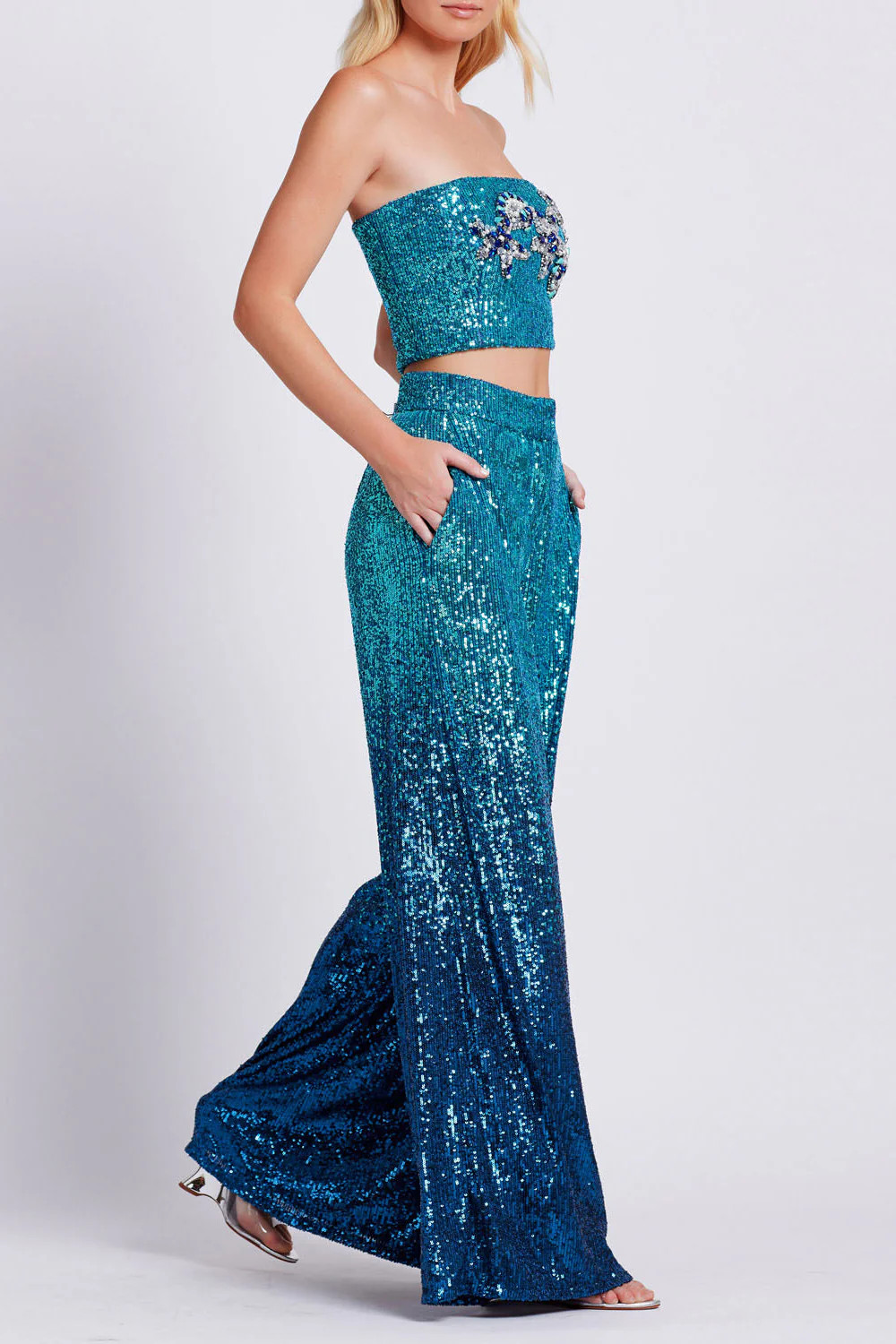 OMBRE SEQUIN WIDE LEG PANT | PatBO