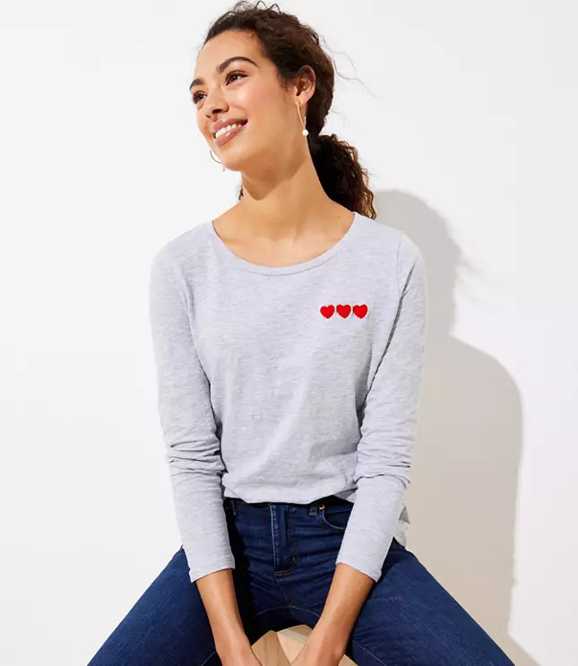 Heart Embroidered Tee | LOFT