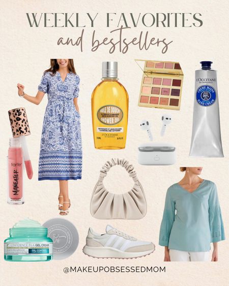 This week's favorites and bestsellers include a blue floral fit and flare dress, white handbag, Tartelette eyeshadow palette, a shower oil, and more!
#beautypicks #springfashion #selfcare #midlifestyle

#LTKStyleTip #LTKShoeCrush #LTKBeauty