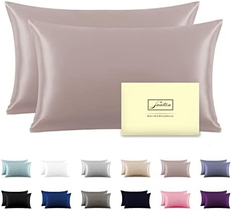 Silk Pillowcase for Hair and Skin,Soft,Breathable and Sliky 100% Queen Silk Pillow Case Set of 2,... | Amazon (US)