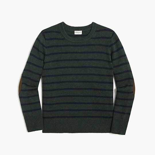 Boys' striped elbow-patch crewneck sweater | J.Crew Factory