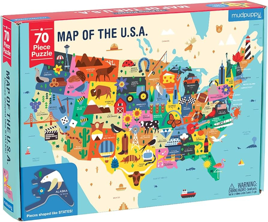 Mudpuppy Map Of The USA – 70 Piece Geography Puzzle with State-Shaped Pieces and Iconic Landsca... | Amazon (US)