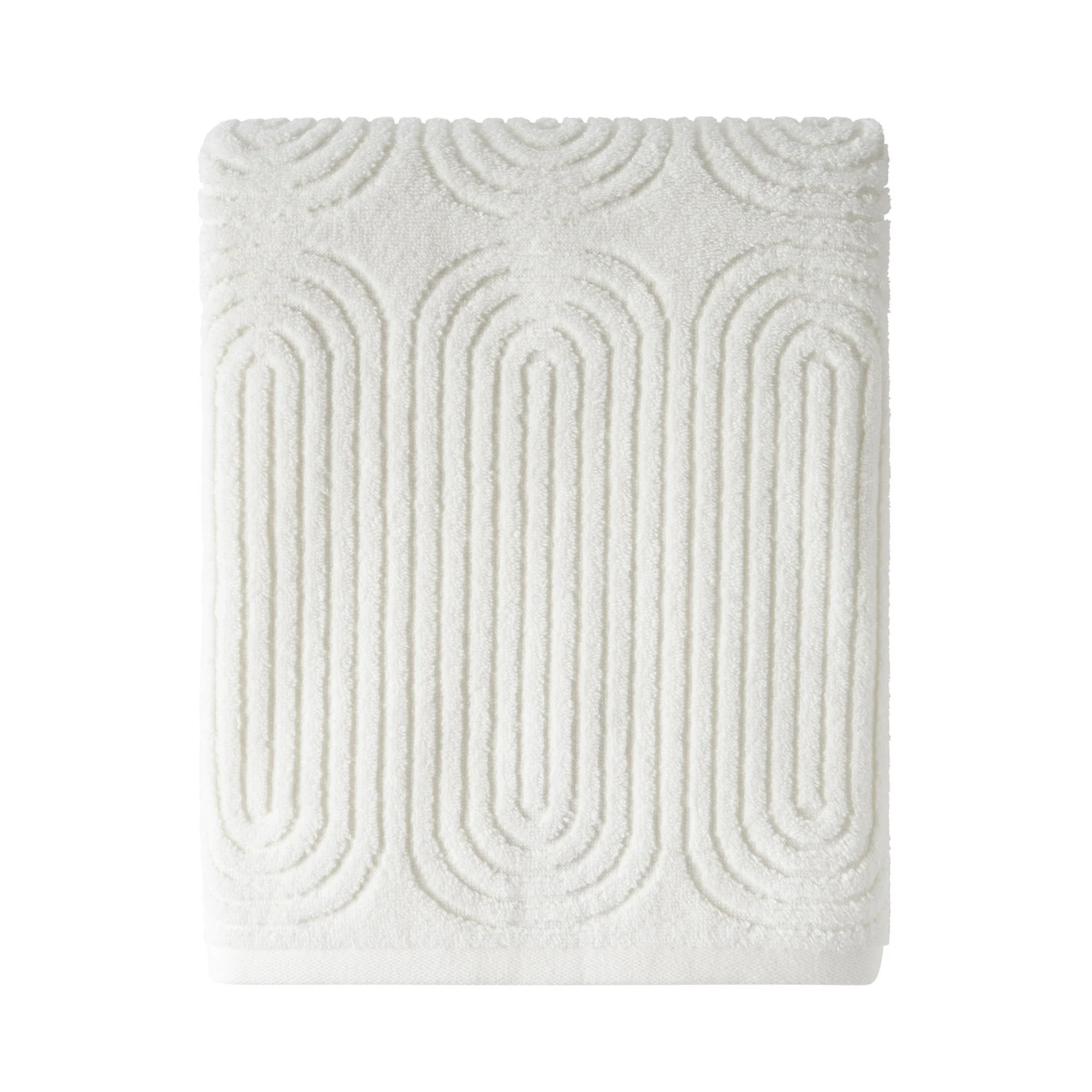 Beautiful by Drew Barrymore Textured Bath Towel, Soft 100% Cotton, Off White | Walmart (US)