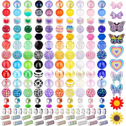 HUISUYTON 280 Pcs Beads for Pens, Bubblegum Beads Mixed Crystal Resin, Bead for Beadable Pen, Perfect for Pen Decorations, Keychains, Bracelets, and Jewelry Making | Amazon (US)
