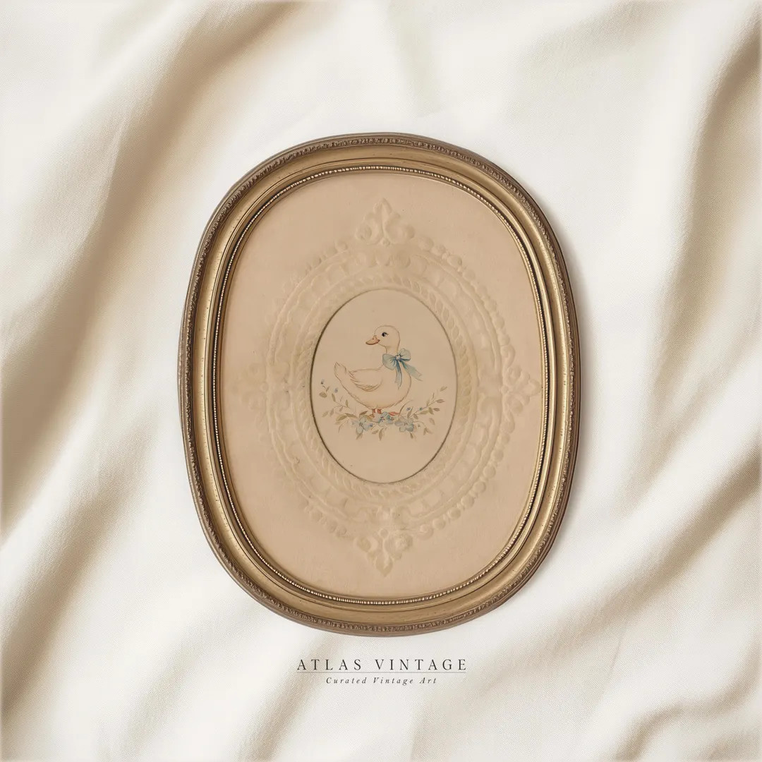 Vintage Easter Duck Print, Cute Duck Painting Printable Wall Art, Neutral Woodland Nursery Decor,... | Etsy (US)