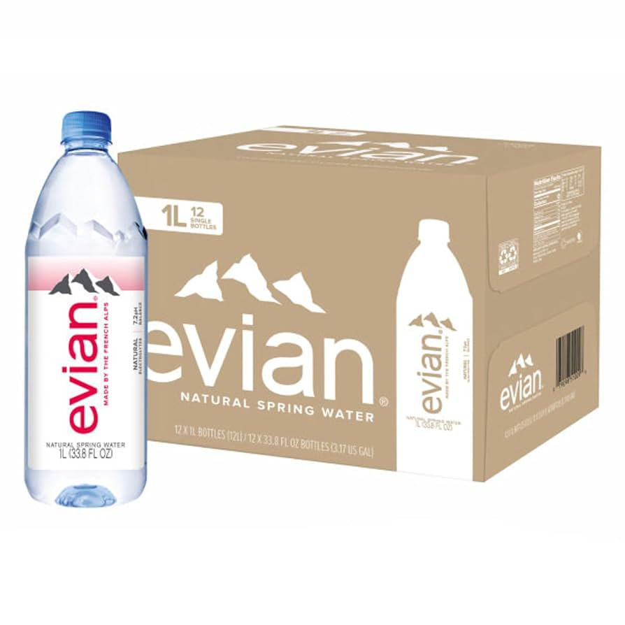 Evian Natural Spring Water, 1 L bottle, 12 pack | Amazon (US)