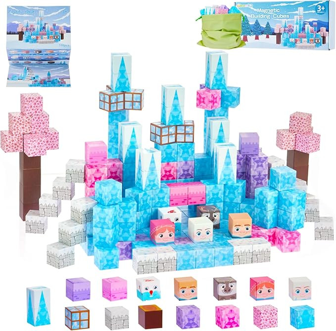 Magnetic Blocks 110PCS - Magnet Princess Magic Ice World Theme, Building Toys for Kids Ages 3-9+,... | Amazon (US)