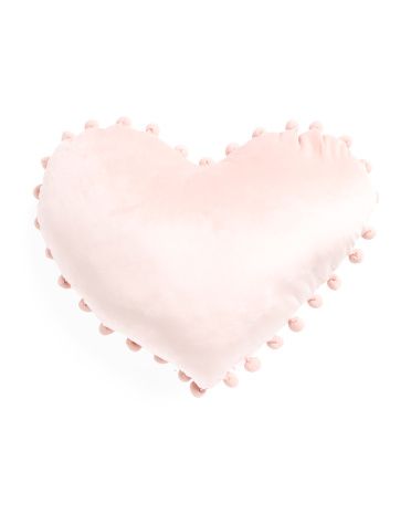 18x18 Pom Pom Heart Pillow | TJ Maxx