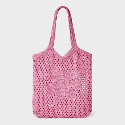 Girls' Open Work Floral Tote Bag - art class™ Pink | Target