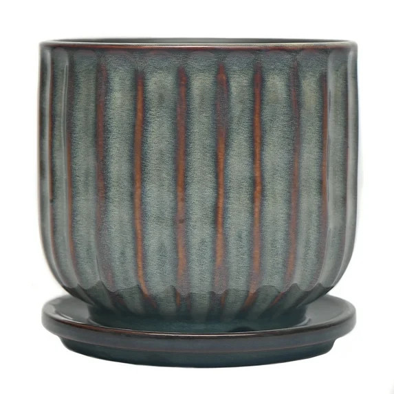 Better Homes & Gardens 6 inch Ceramic Paul Planter with Saucer, Taupe | Walmart (US)