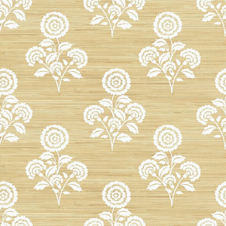 Flourish Block Print Wheat Faux Grasscloth Peel and Stick Wallpaper, SSS6308 | Amazon (US)