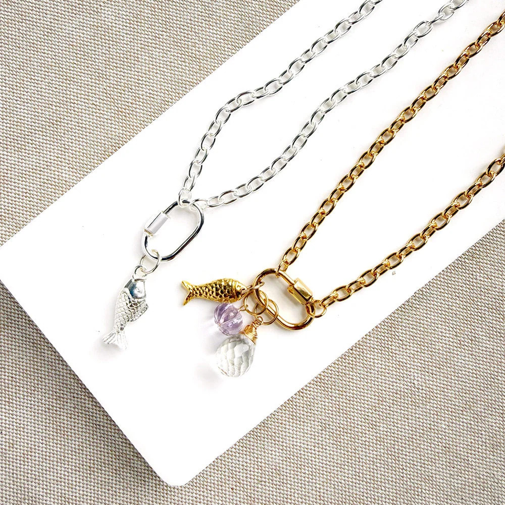 Mia Carabiner Necklace | Versatile Statement Chain, 16" | Sarah Cornwell Jewelry