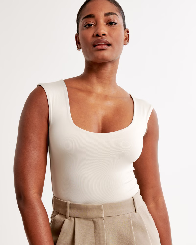 Sleek Seamless Fabric Cap Sleeve Bodysuit | Abercrombie & Fitch (US)