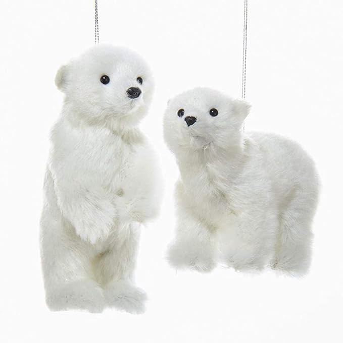 Kurt Adler FURRY POLAR BEAR ORNAMENT - 2 ASSORTED | Amazon (US)