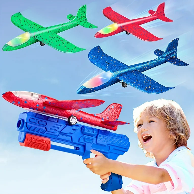 LED Easter Airplane Launcher Toys for Kids Boys Easter Gifts Basket Stuffers, Light Up Foam Glide... | Walmart (US)