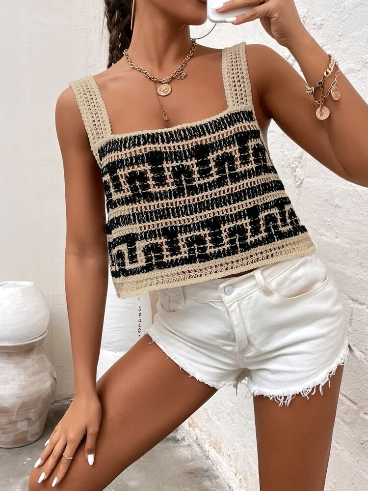 Geo Pattern Knit Top | SHEIN