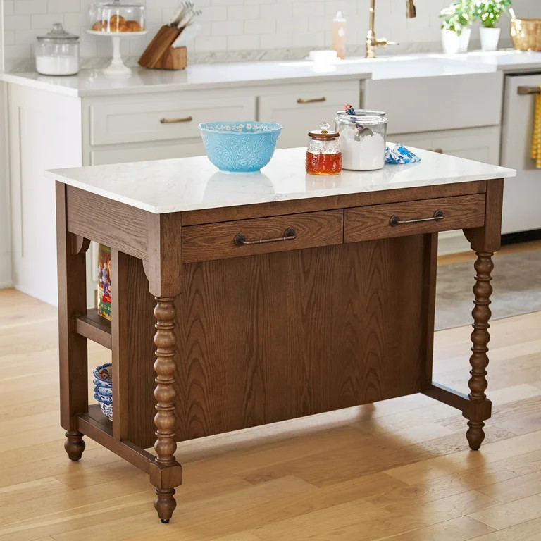 The Pioneer Woman Harper Kitchen Island with Drawers, Homestead Brown | Walmart (US)