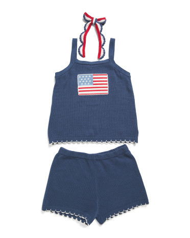 Girls 2pc Crochet Top And Shorts Set With Flag Ribbon | Girls | Marshalls | Marshalls