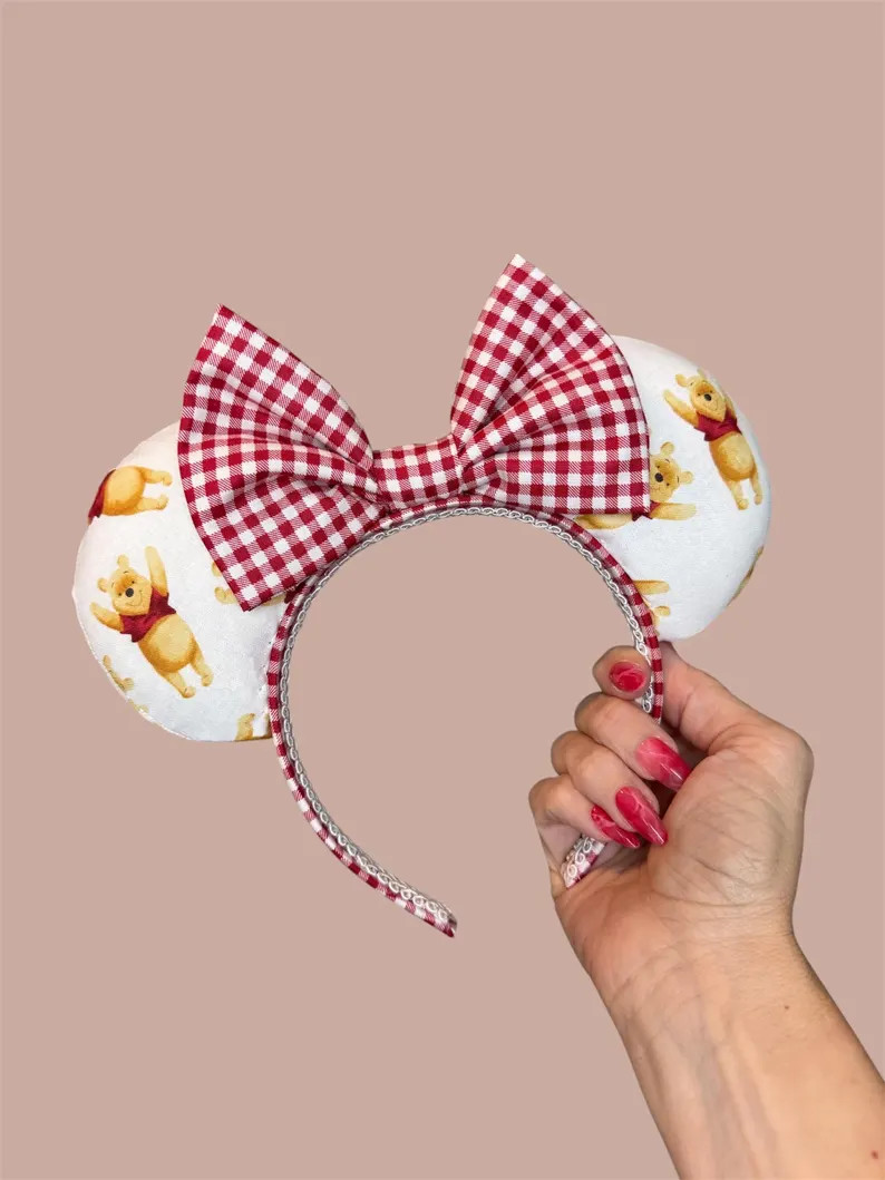 Winnie the Pooh Minnie Mouse Ears, Red Gingham | Etsy (Global)
