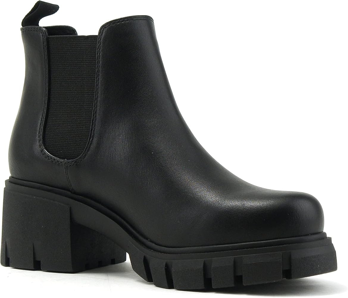 Soda PIONEER ~ Women Lug Sole Mid Heel Chelsea Fashion Ankle Bootie w/Double Elastic Gore | Amazon (US)