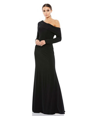 Mac Duggal Women's Ieena Drop Shoulder Long Sleeve Column Gown - Macy's | Macy's