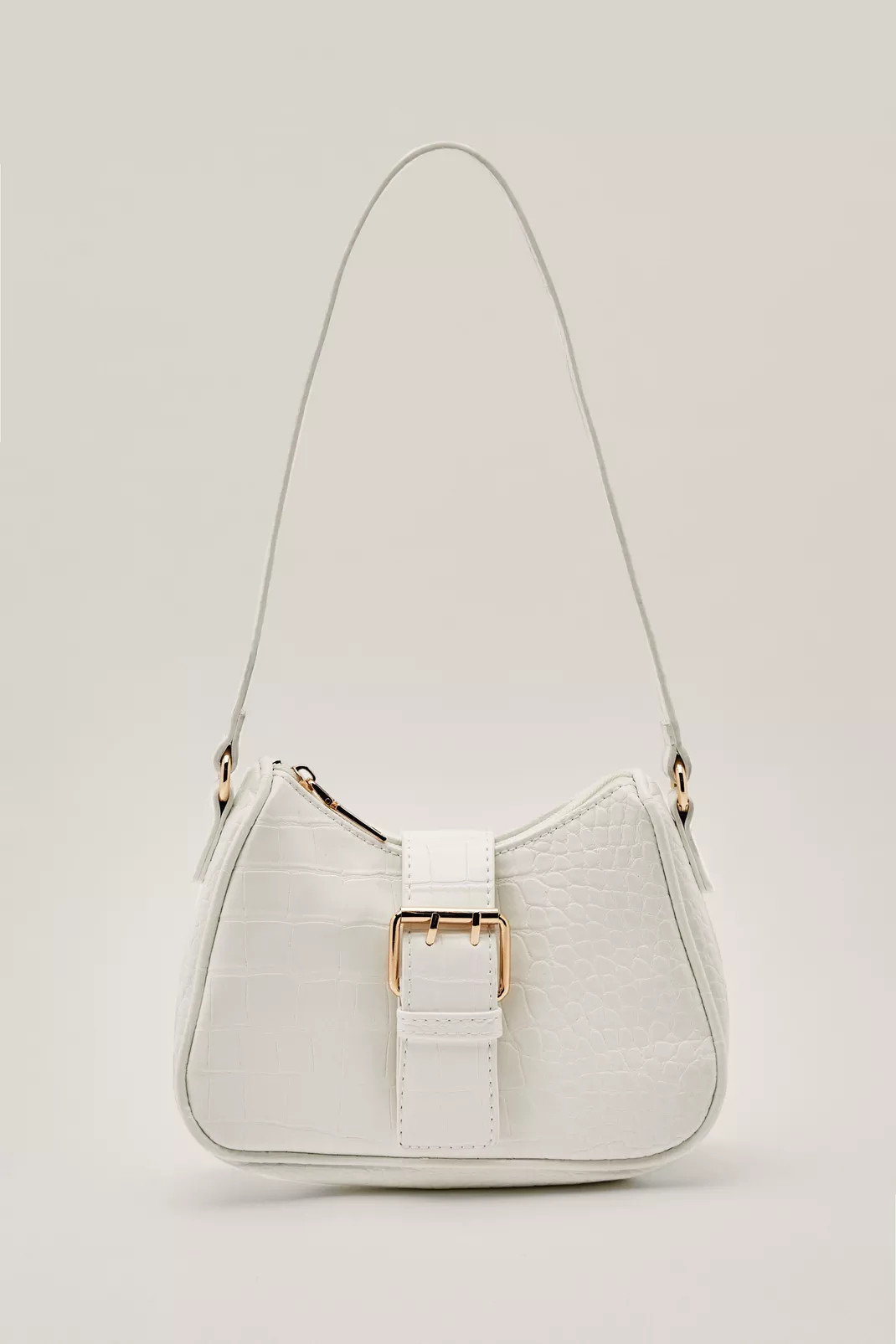 Faux Leather Croc Embossed Buckle Shoulder Bag | Nasty Gal (US)