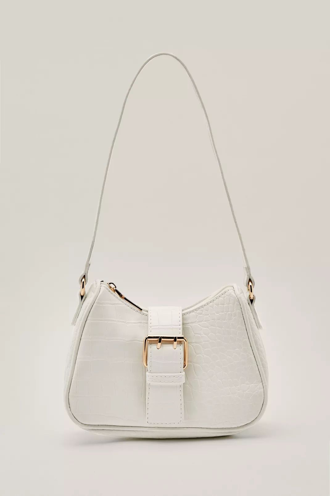 Faux Leather Croc Embossed Buckle Shoulder Bag | Nasty Gal (US)