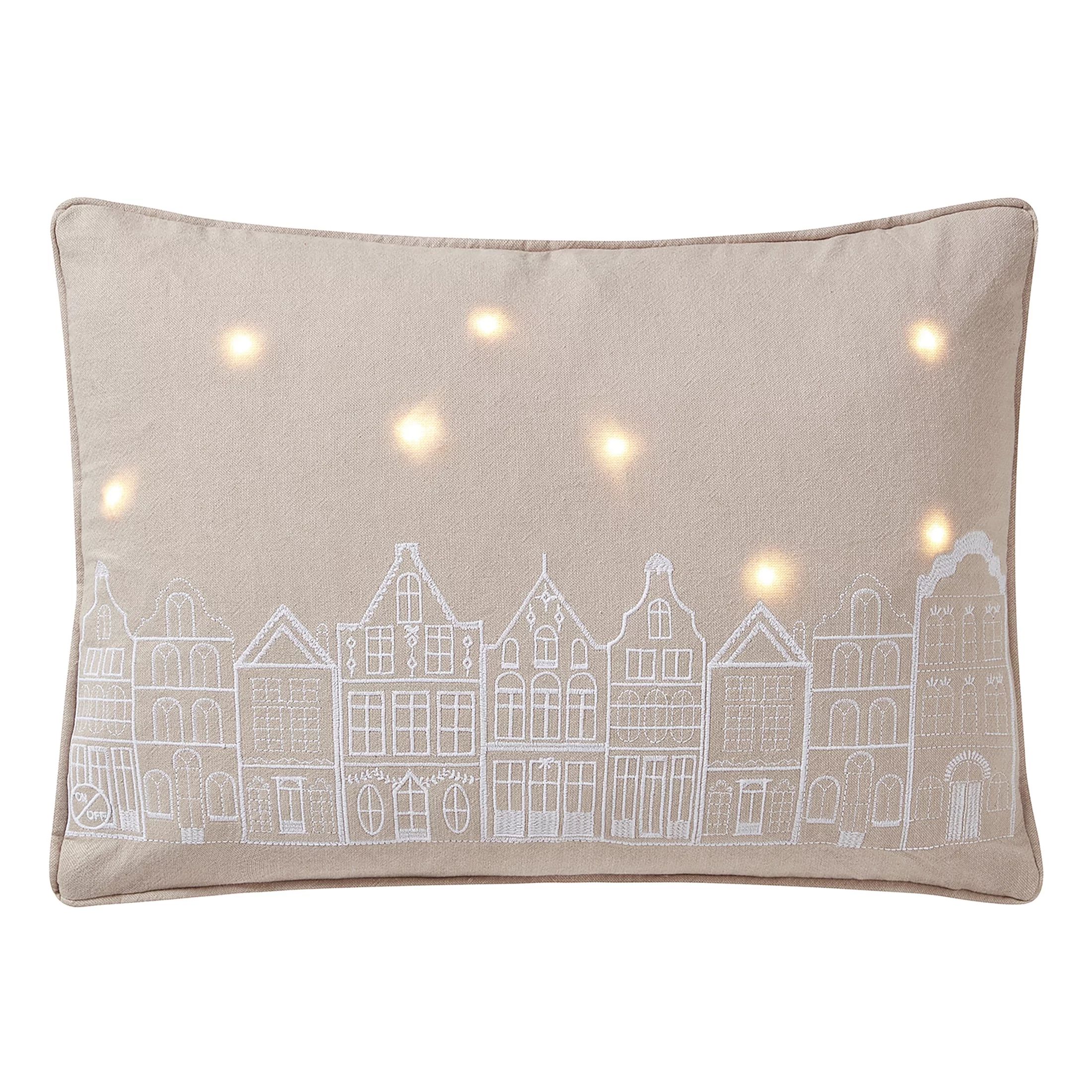 My Texas House Tinsley 14" x 20" White Pepper Light Up Decorative Pillow Cover | Walmart (US)