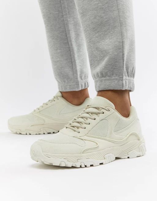 ASOS DESIGN trainers in tonal off white with chunky sole | ASOS UK