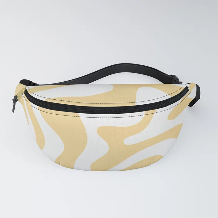 Liquid Swirl Retro Abstract Pattern in Light Yellow and Palest Off-White-Gray Fanny Pack | Society6