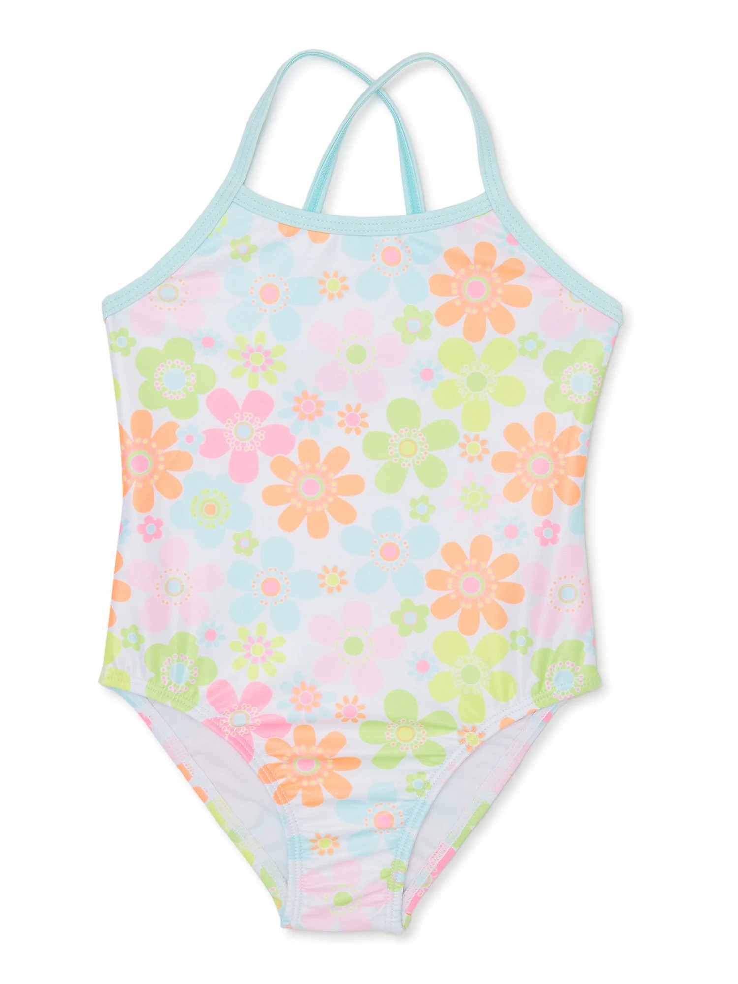 Wonder Nation Baby and Toddler Girl Strappy Swimsuit, 1-Piece, Sizes 12M-5T | Walmart (US)