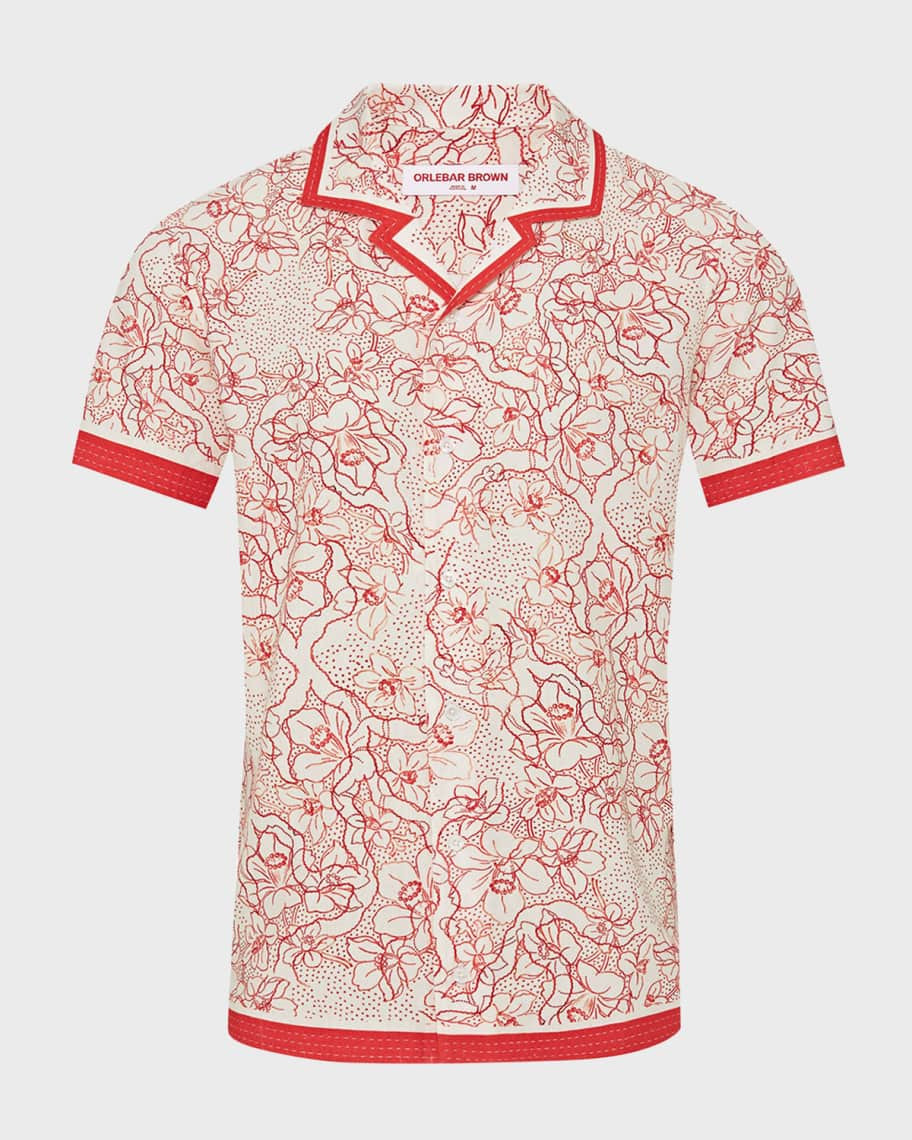 Orlebar Brown Men's Hibbert Floral Camp Shirt | Neiman Marcus
