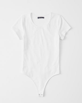 Abercrombie & Fitch Womens Short-Sleeve Bodysuit in White - Size L | Abercrombie & Fitch US & UK