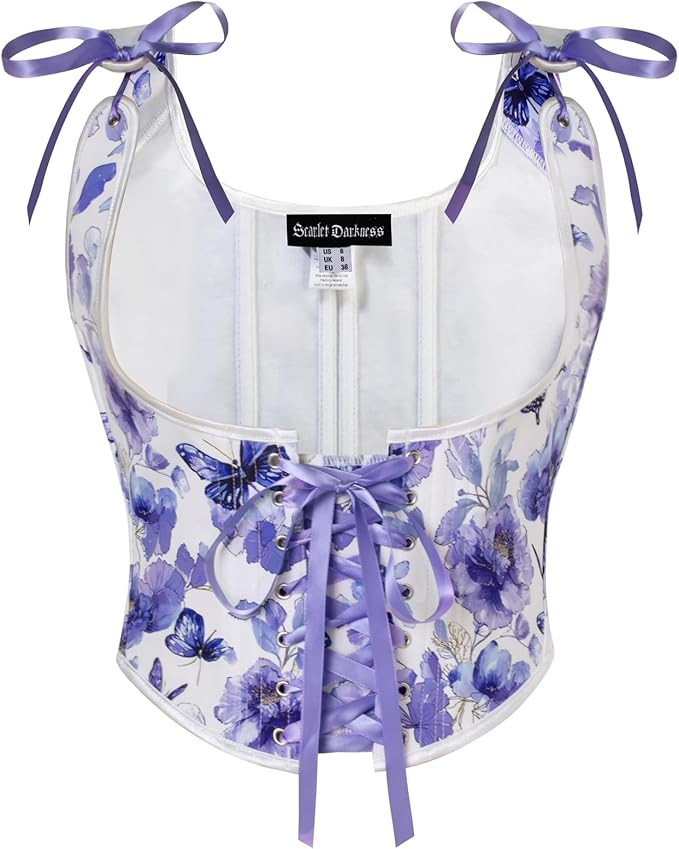 Scarlet Darkness Women's Renaissance Corset Floral Underbust Corset Tops Vintage Boned Corset | Amazon (US)