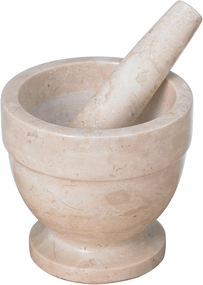Creative Home Natural Champagne Marble Mortar and Pestle Set Guacamole Molcajete Bowl Kitchen Spi... | Amazon (CA)