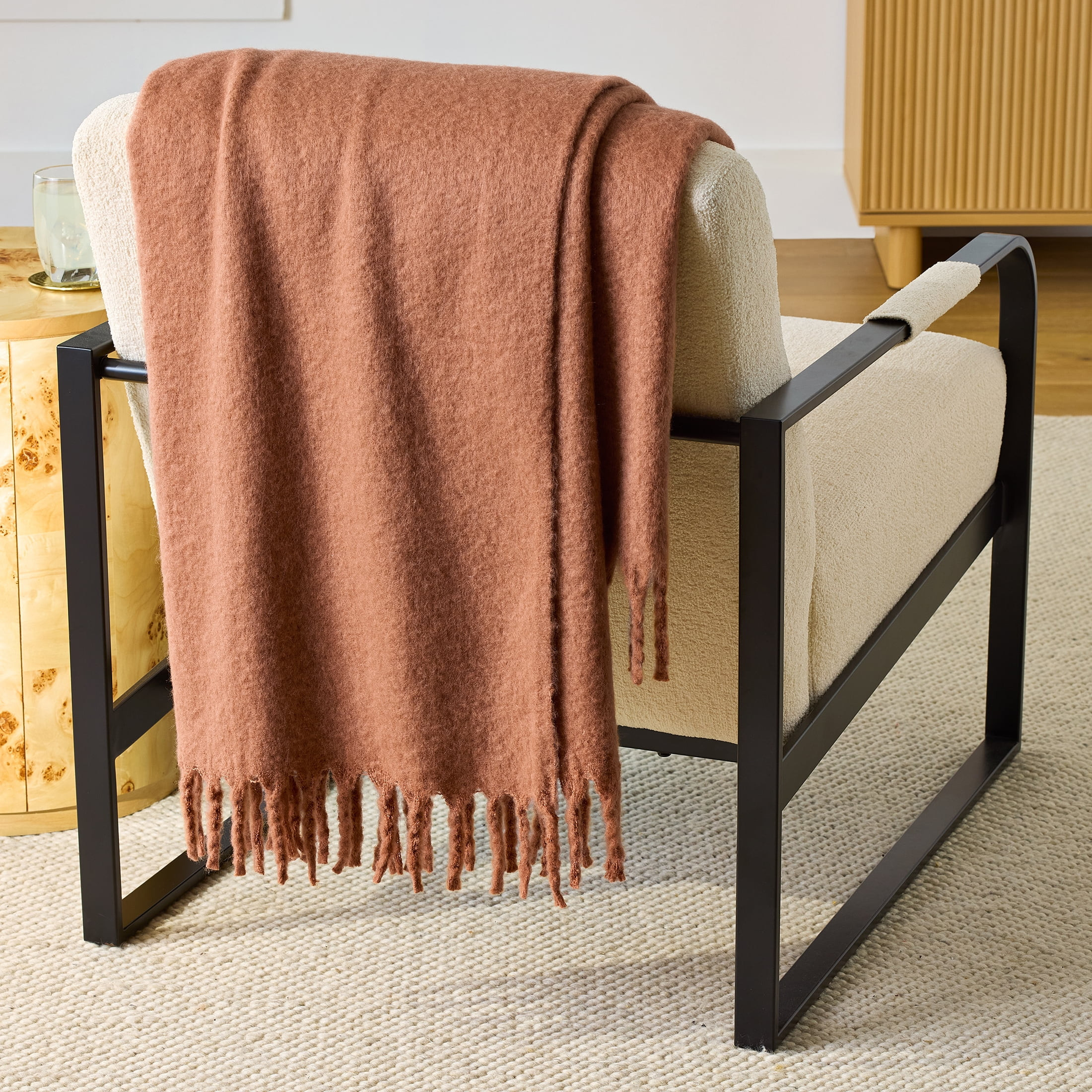 Better Homes & Gardens Faux Mohair Cozy Couch Throw Blanket Terracotta Clay, 50x72" - Walmart.com | Walmart (US)