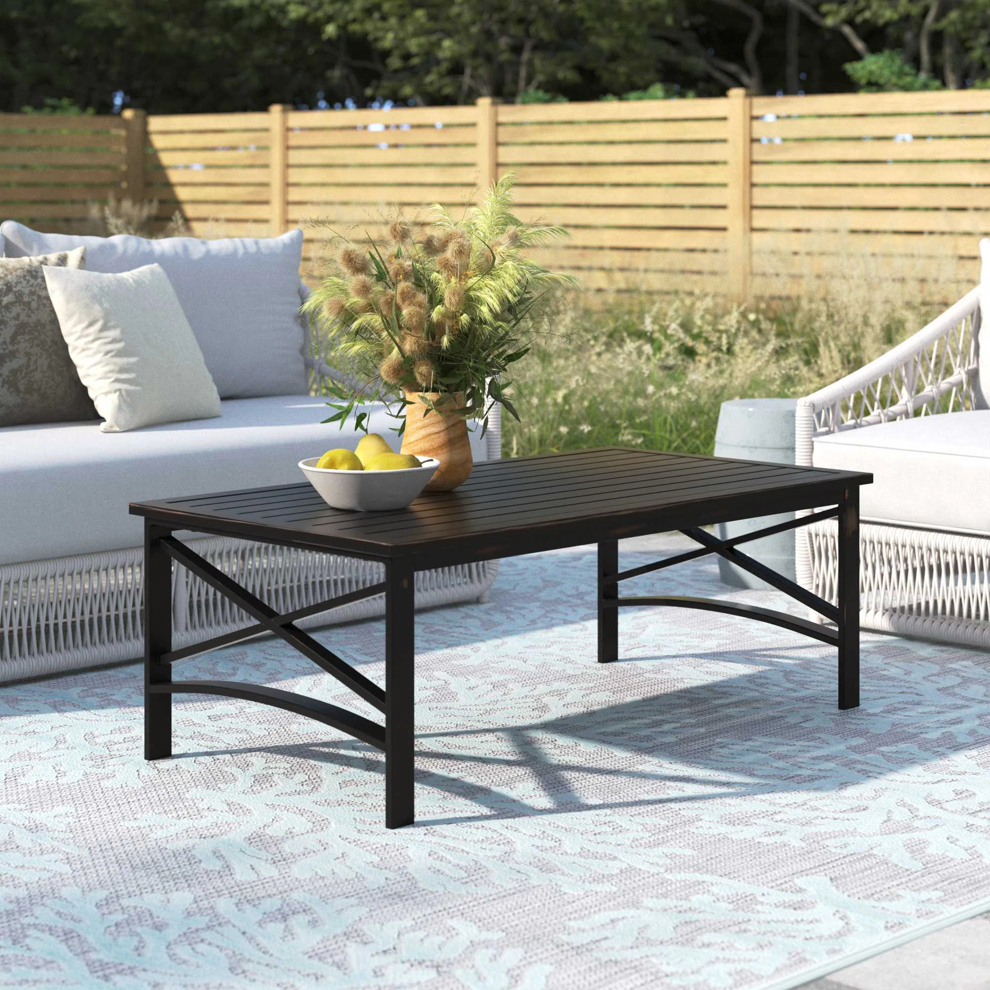 Marple Rectangular Metal Outdoor Coffee Table , 26.5'' in. W 49.75'' in. D | Wayfair North America
