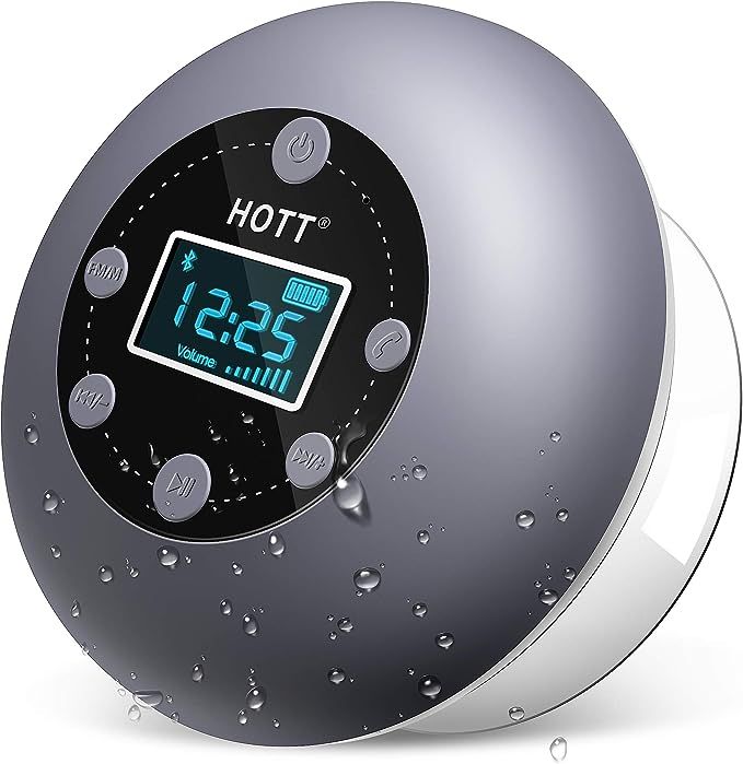 Shower Radios, HOTT Bluetooth Speaker 5.0, Water Resistant Portable Bathroom Shower Speaker with ... | Amazon (US)
