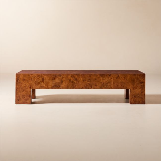 Scatola 60"" Rectangular Brown Burl Wood Coffee Table | CB2
